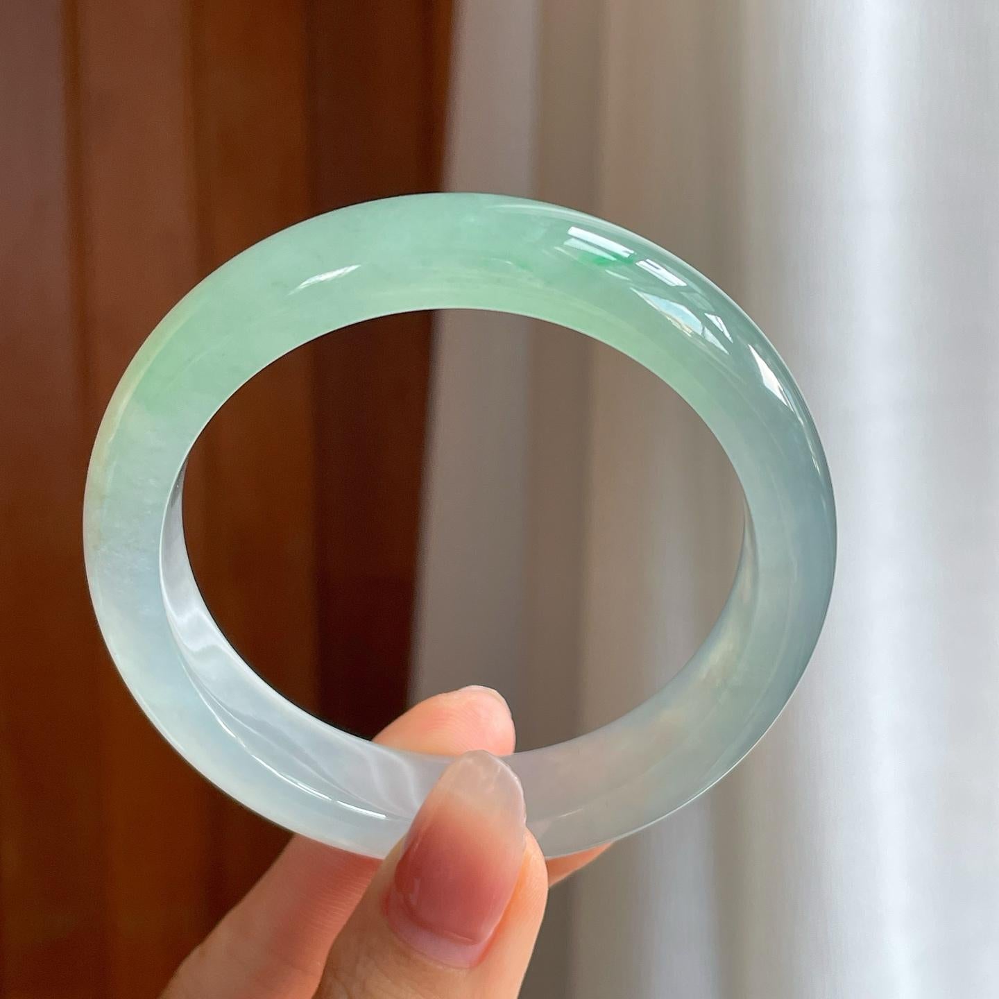 冰种晴底翡翠平安镯（56.5mm）（yc314108）