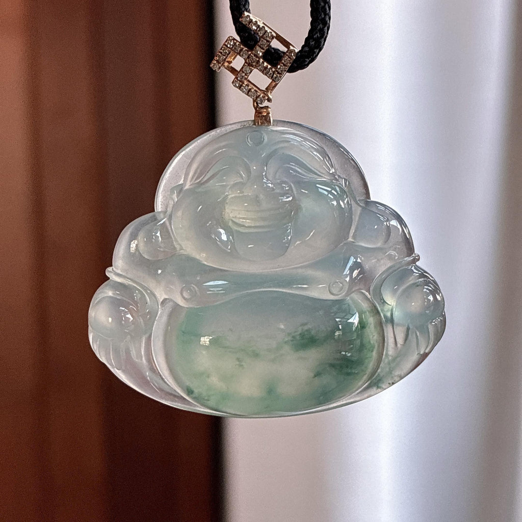18K金扣冰种飘花玉佛挂件 天然缅甸A货翡翠（yc484297）