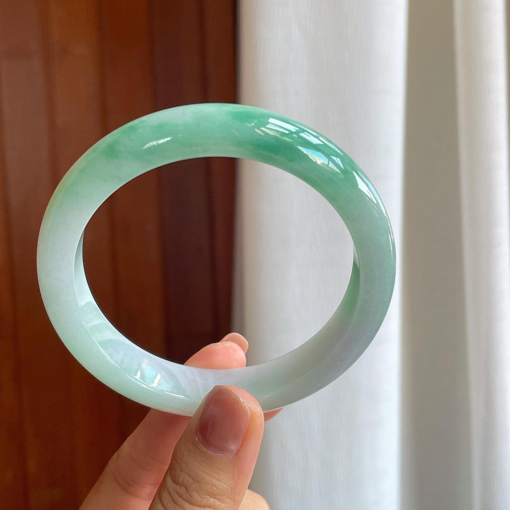 糯冰飘花翡翠平安镯（63mm）（yc283304）