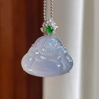 18k金钻镶糯冰紫罗兰翡翠佛公（yc263544）