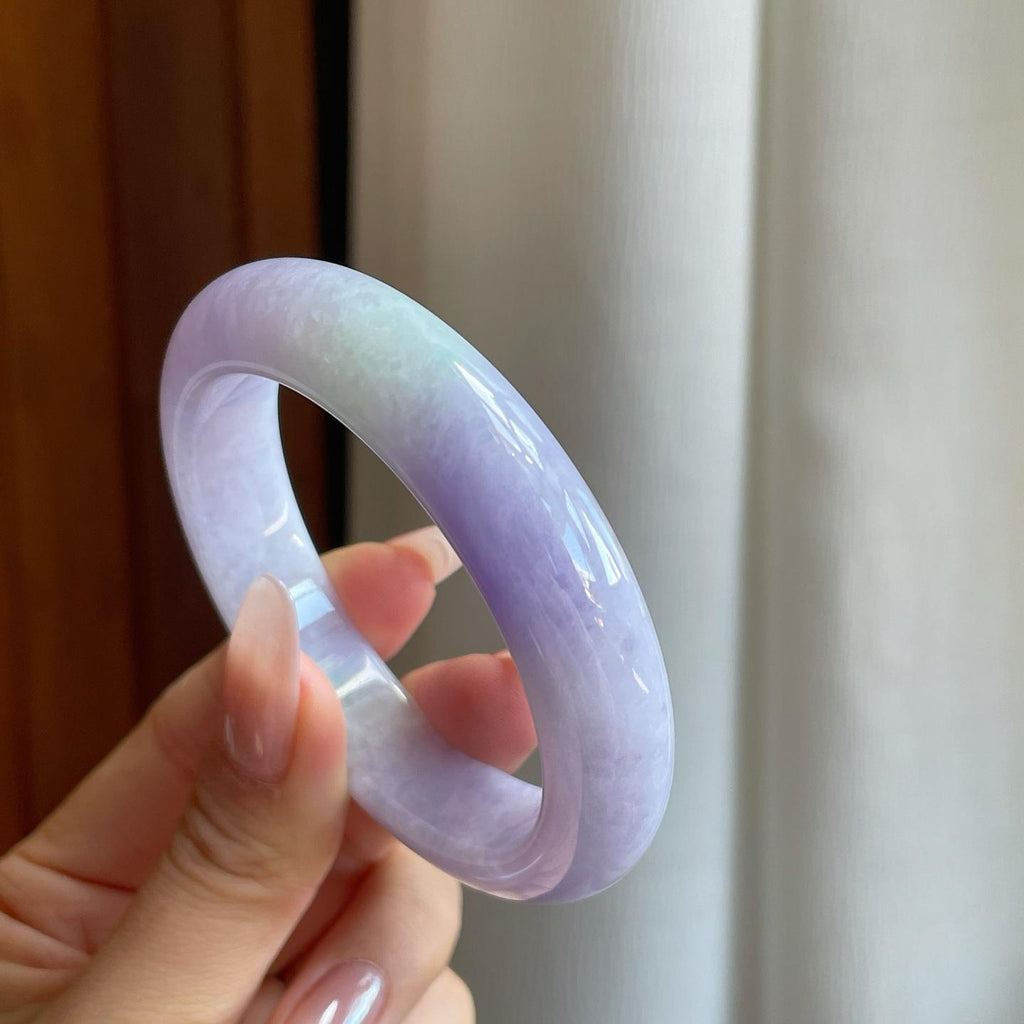 细糯冰紫罗兰翡翠平安镯（54.8mm）（yc272881）