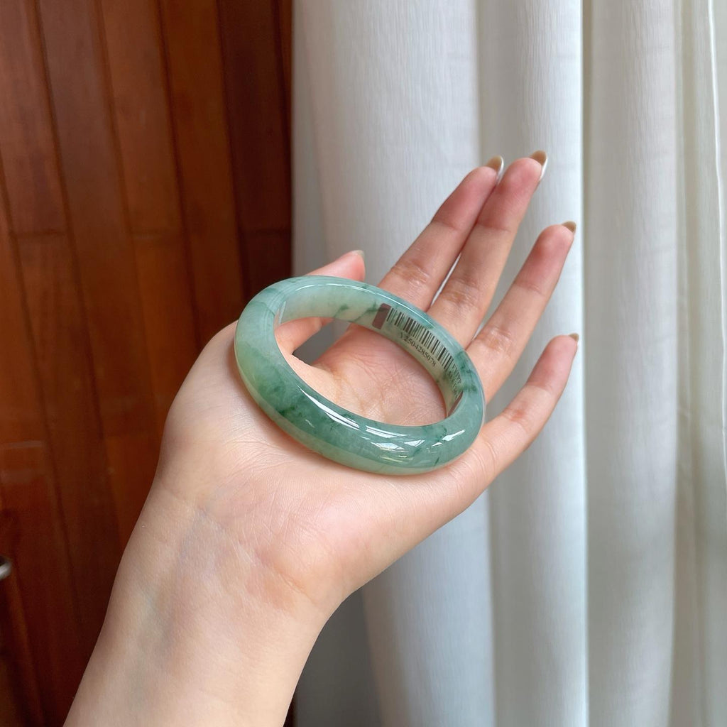 糯冰飘花翡翠平安镯（53.7mm)（yc373461）