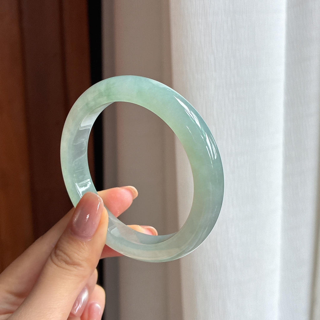 糯冰晴底翡翠平安镯（55.6mm)（yc424285）