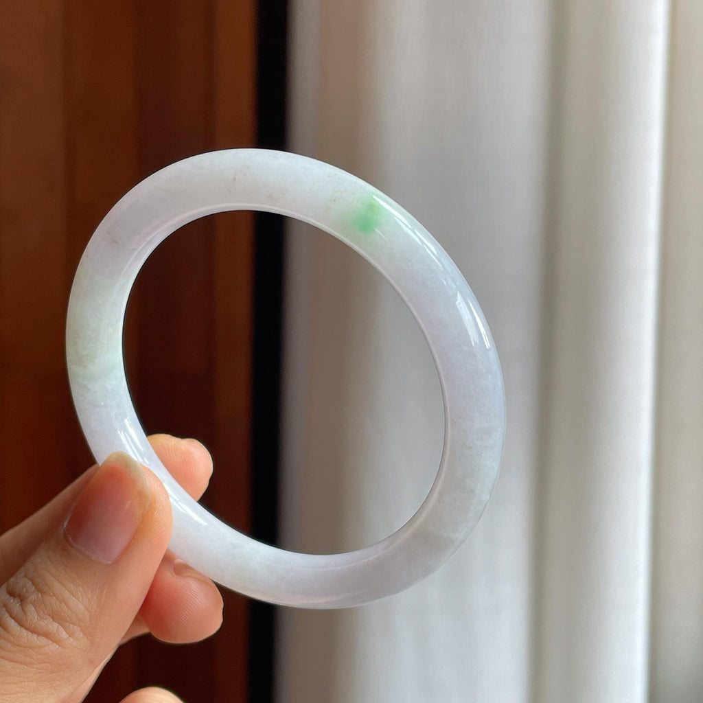 糯冰带色翡翠圆条手镯（54.3mm）（yc373958）