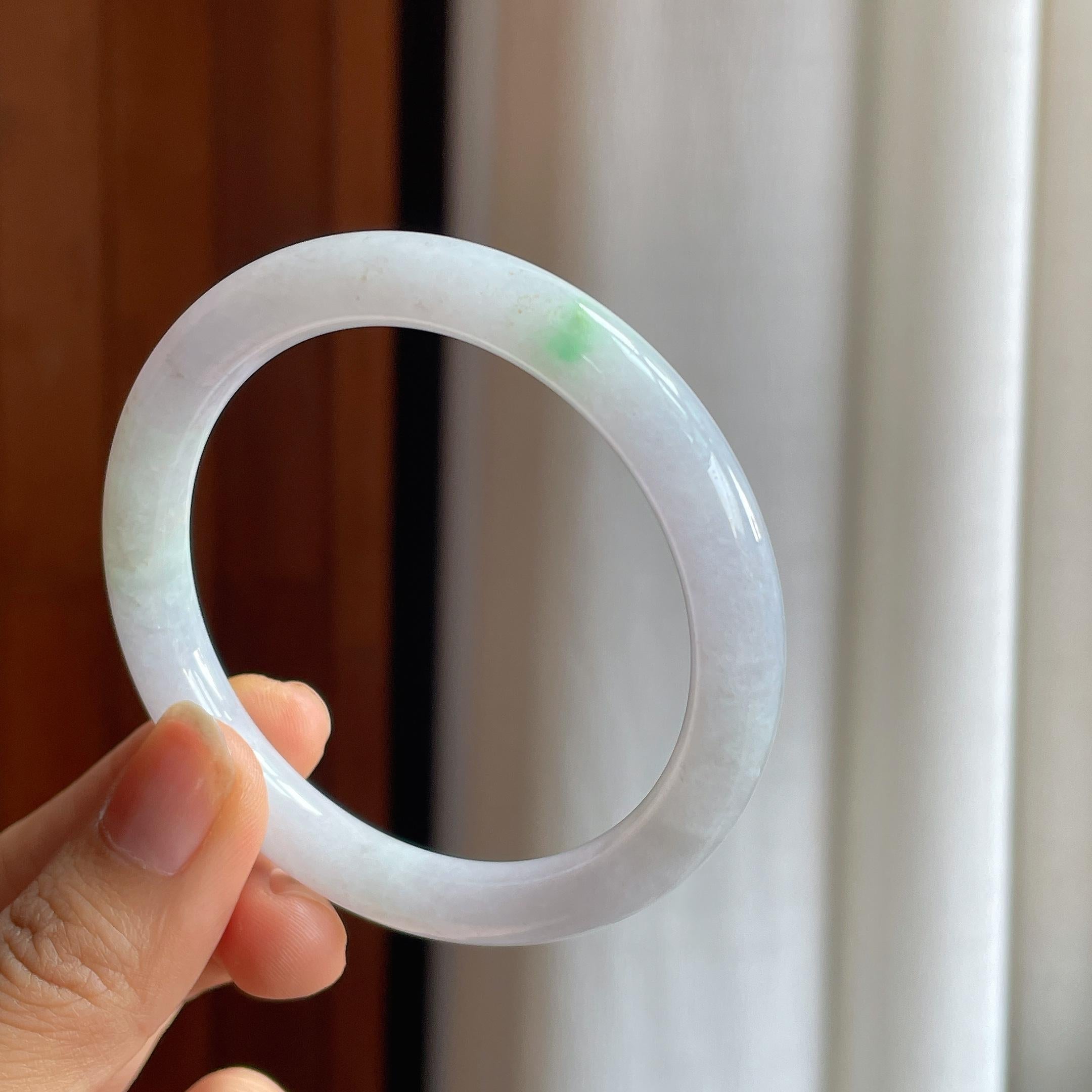 糯冰带色翡翠圆条手镯（54.3mm）（yc373958）