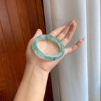 冰种飘花翡翠平安镯（57.4mm)（yc313033）