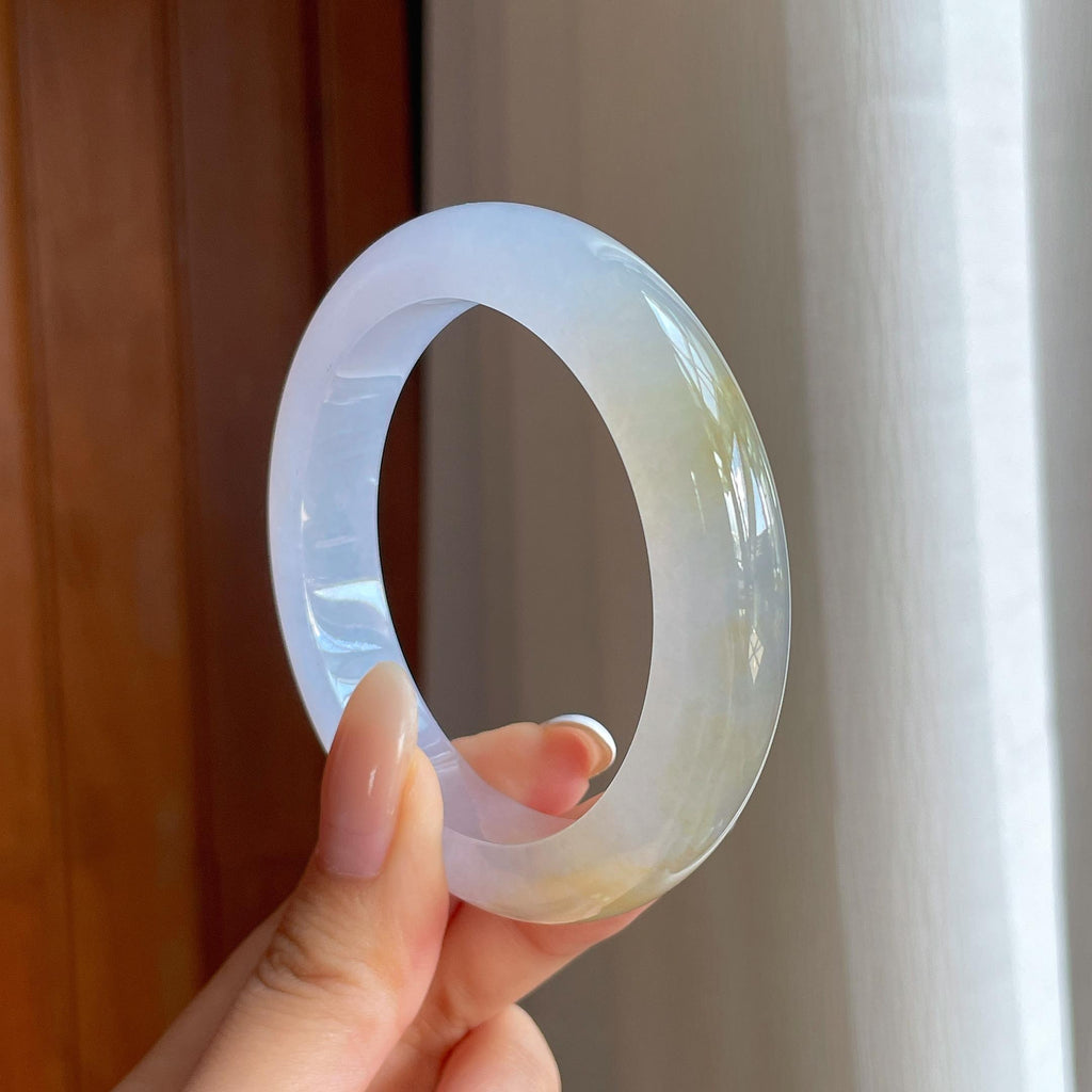 冰种黄翡翡翠平安镯（54.6mm)（yc416482）