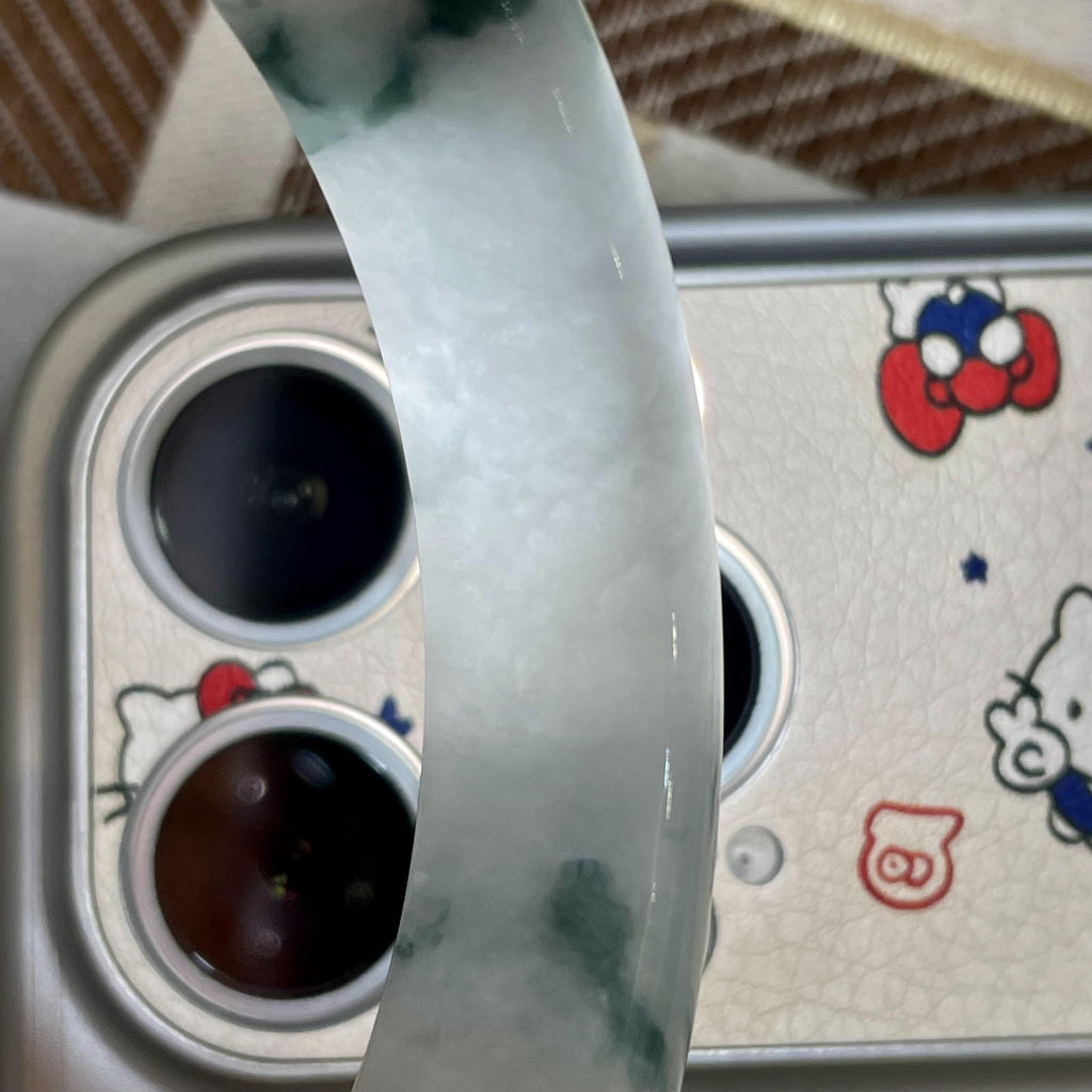 细糯种飘花正圈平安镯57圈 天然缅甸A货翡翠（yc464067）