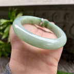 细糯种飘蓝绿花正圈平安镯55.3圈口 天然缅甸A货翡翠（yc317272）
