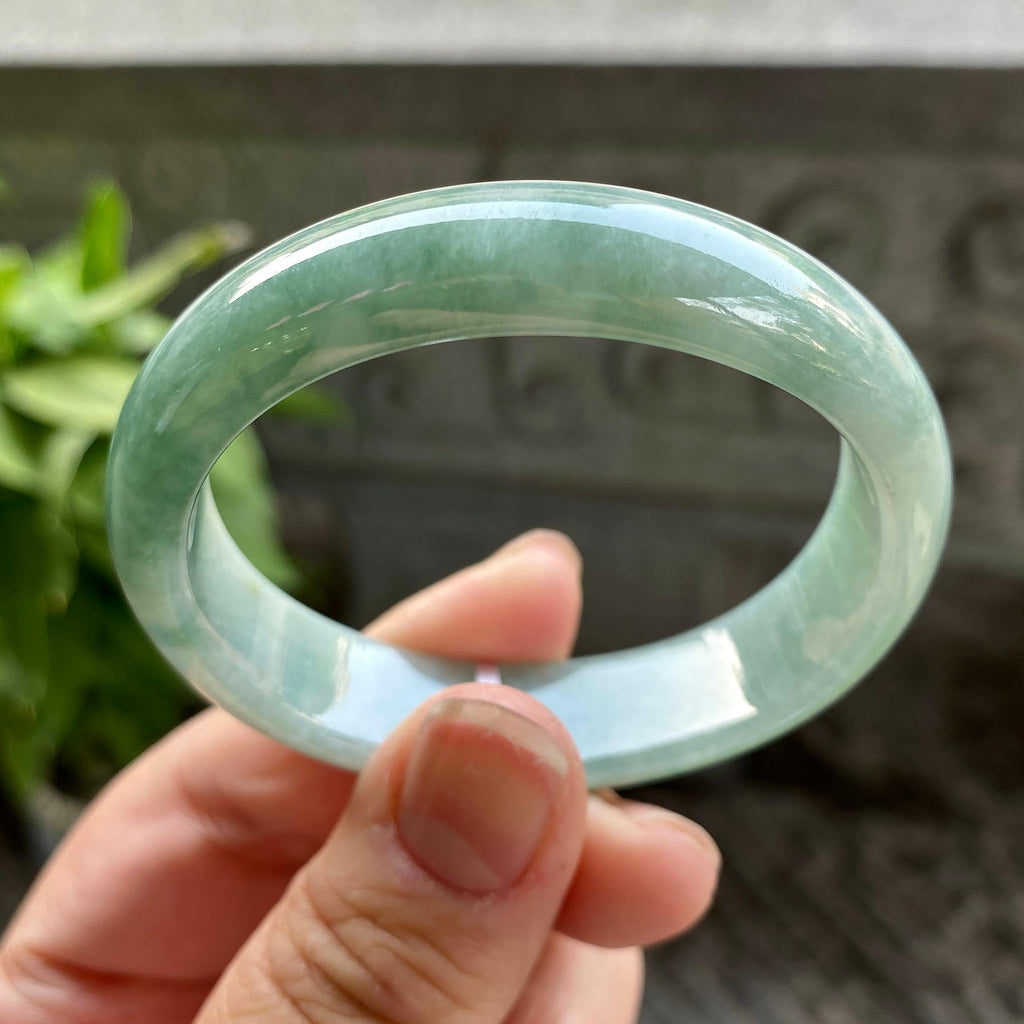 小圈口 糯种油青贵妃手镯51.5圈口 天然缅甸A货翡翠（yc313322）