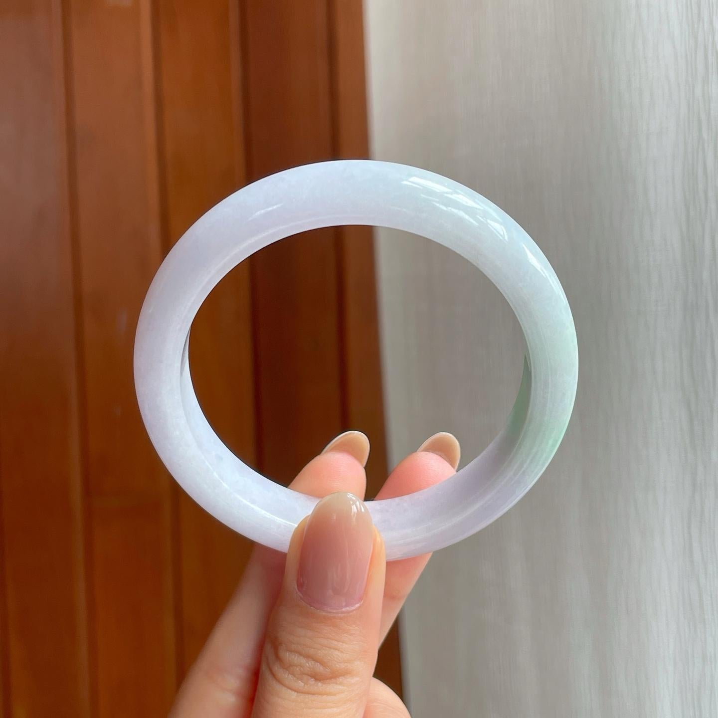 糯冰淡紫底带色翡翠平安镯（54mm)（yc374044）