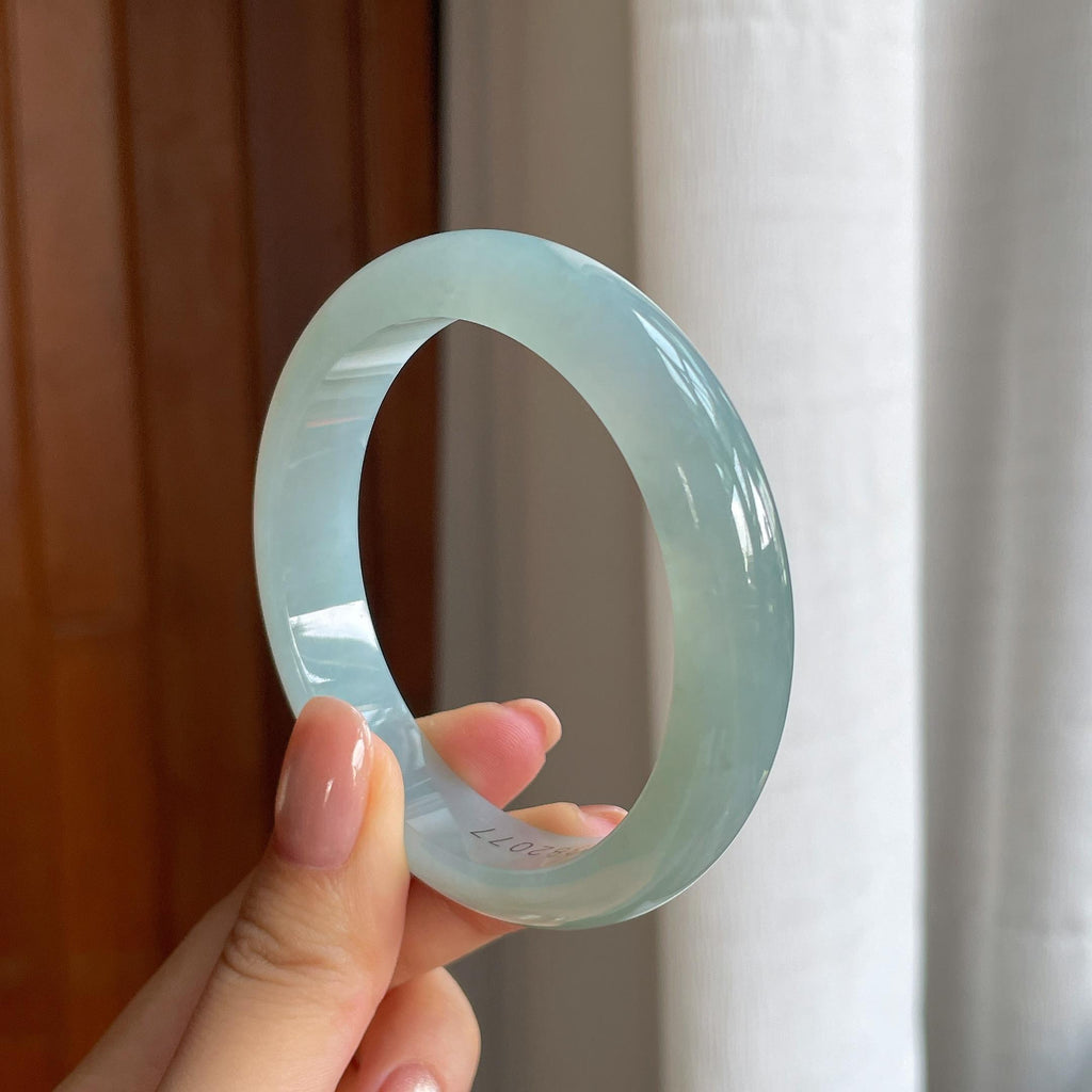 糯冰蓝晴翡翠平安镯（56.7mm)（yc418349）