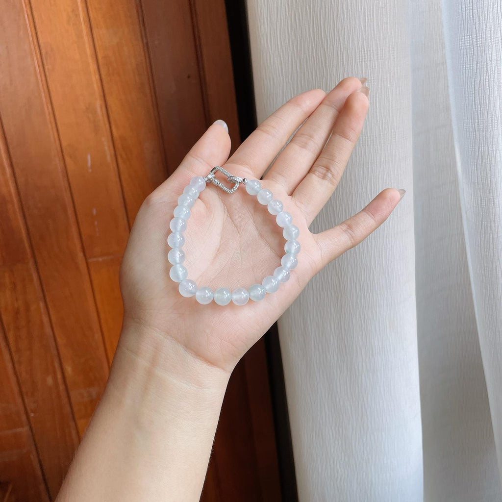 冰种无色飘花翡翠珠串手串（yc242100）