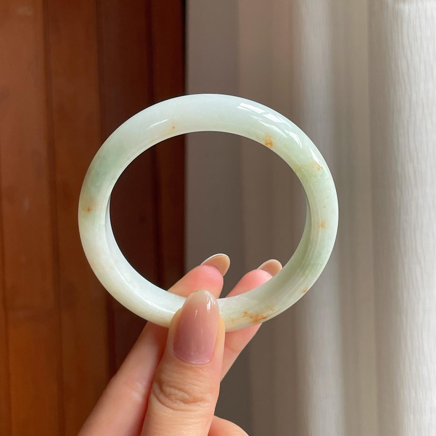 糯冰晴底洒金翡翠平安镯（54.8mm)（yc378033）