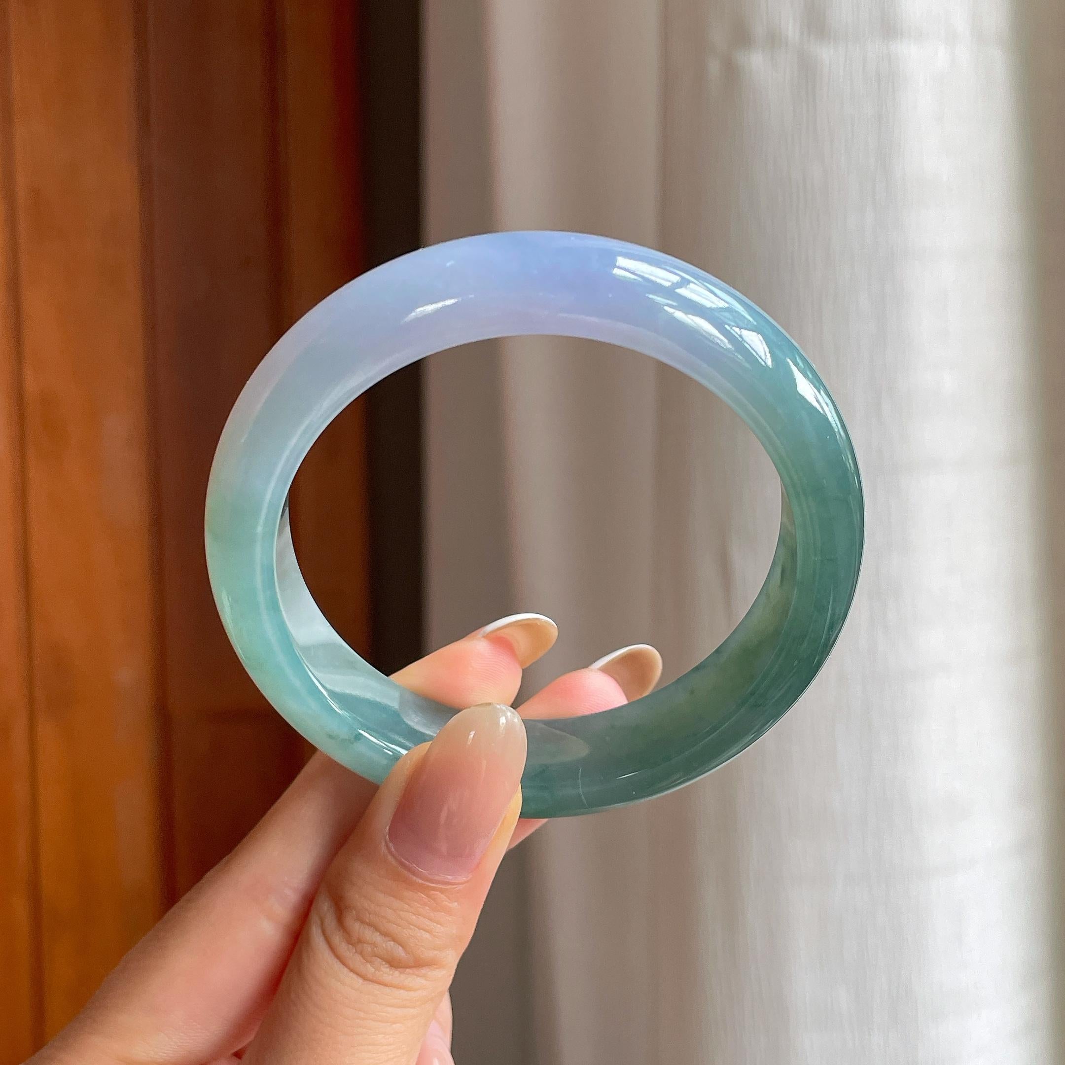 糯冰半山半水翡翠平安镯（55.6mm)（yc414441）