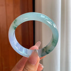 冰种飘花带紫翡翠宽版手镯（56.6mm）（yc356494）