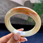 细糯种黄翡飘红翡正圈平安镯   56.6圈    天然缅甸A货翡翠（yc408850）