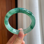 冰种飘花翡翠平安镯（56mm）（yc312891）