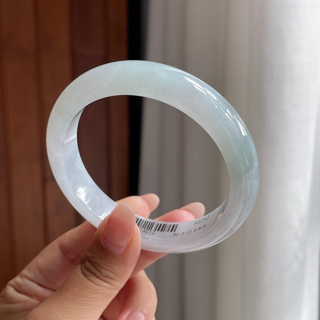 细糯冰淡底色正圈平安镯 56圈 天然缅甸A货翡翠（yc693796）