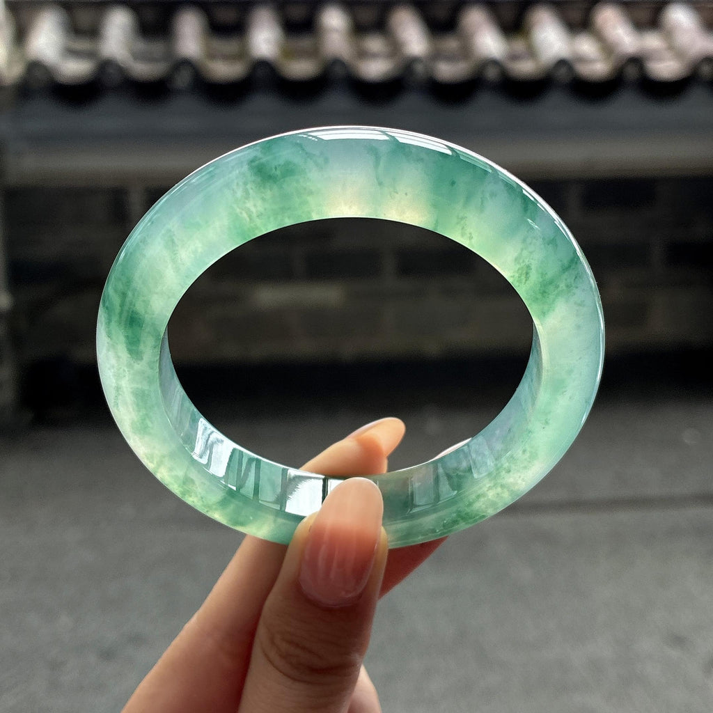冰玻种飘花手镯 56圈（yc750659）