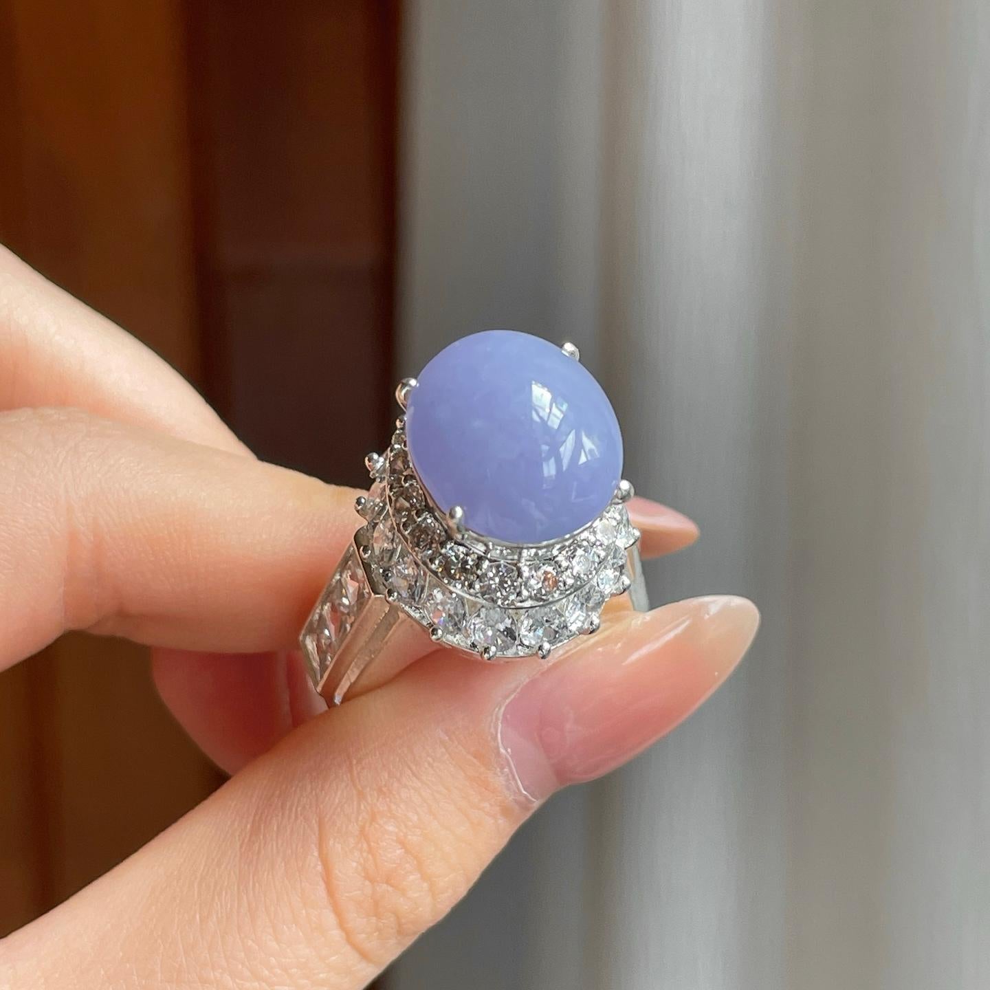 铜托糯冰紫罗兰翡翠蛋面（yc348937）