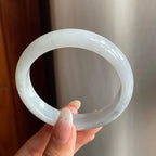 糯冰种淡底色翡翠平安镯（54mm）（yc217401）