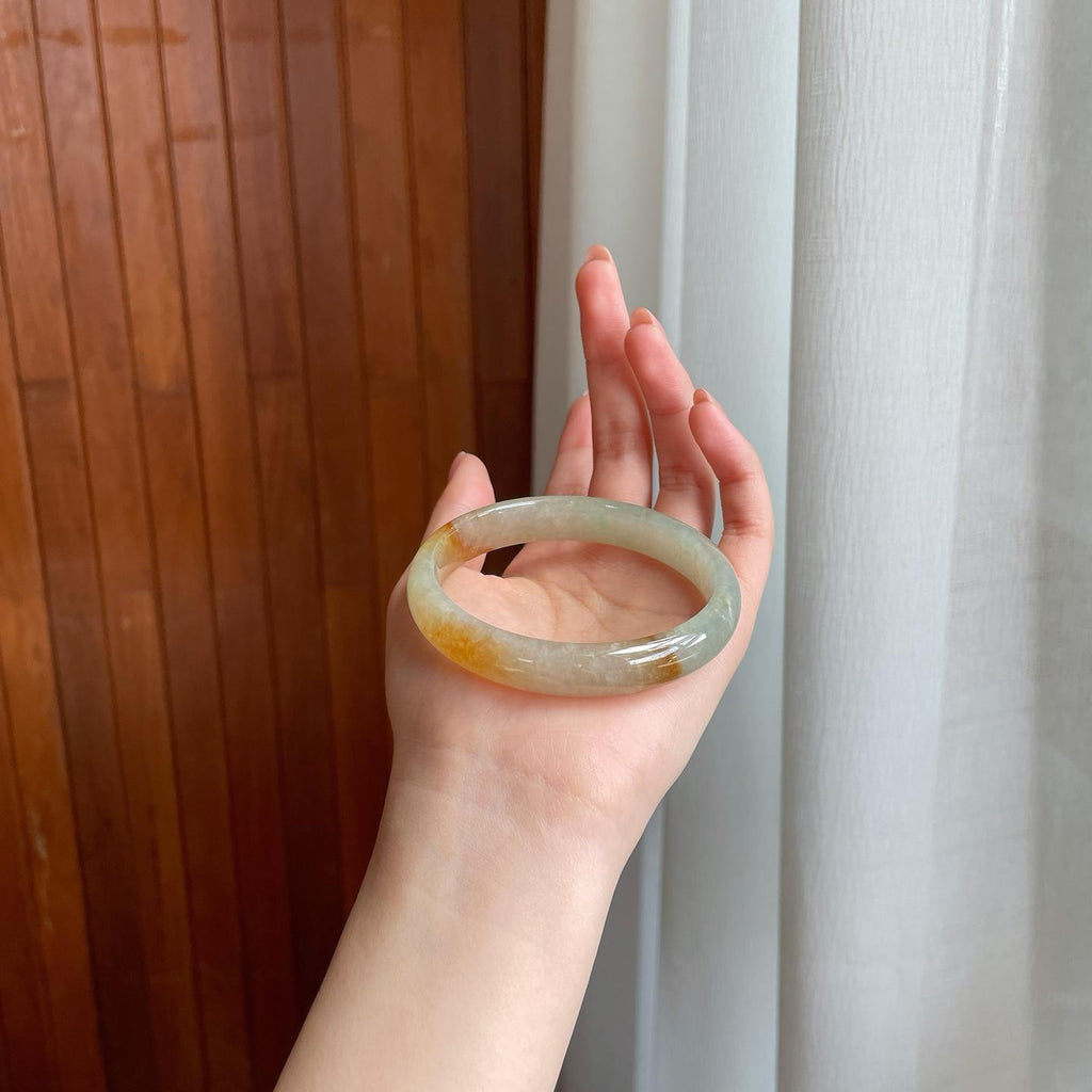 冰种黄翡翡翠平安镯（58.8mm）（yc333819）