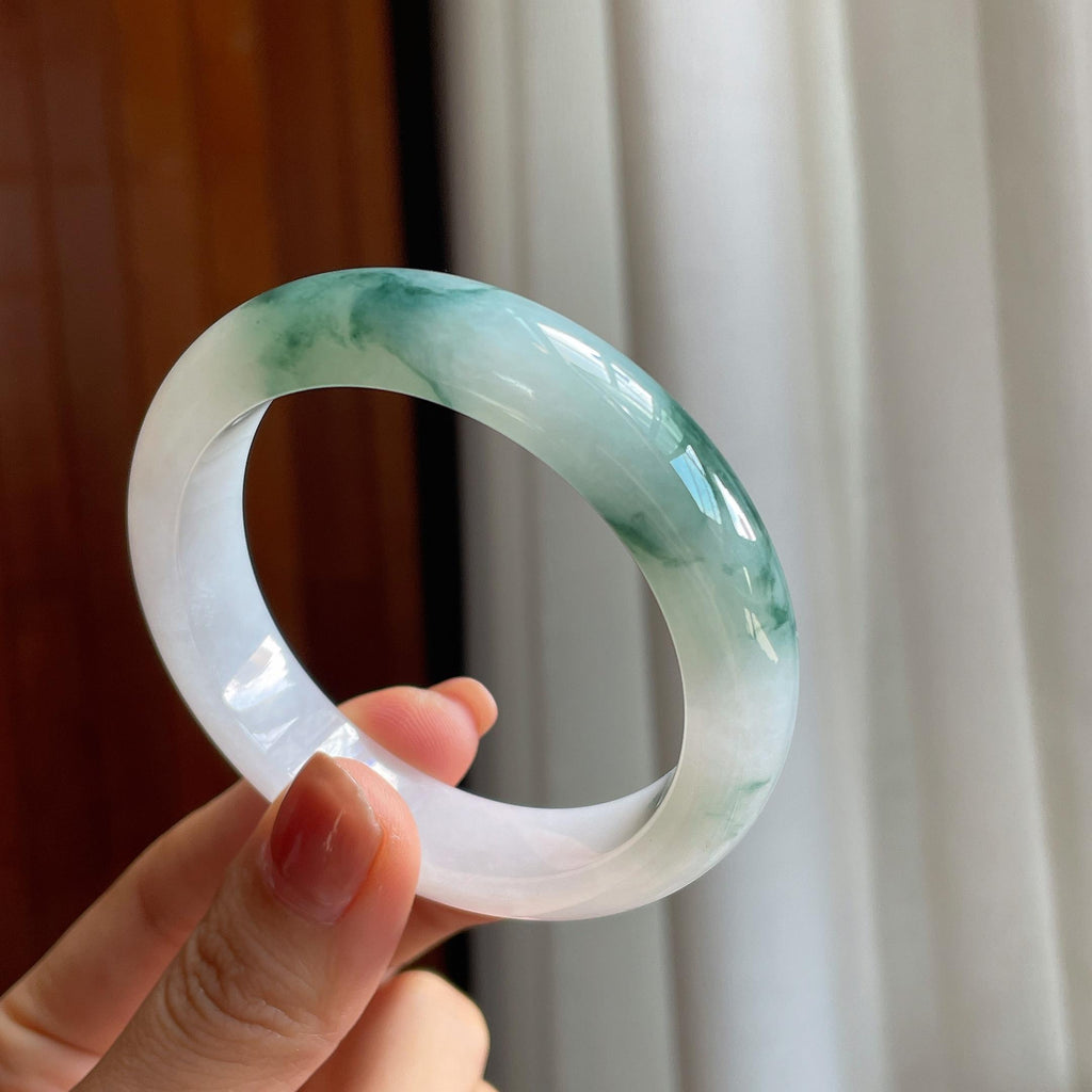 糯冰飘花翡翠平安镯（53.7mm）（yc285993）