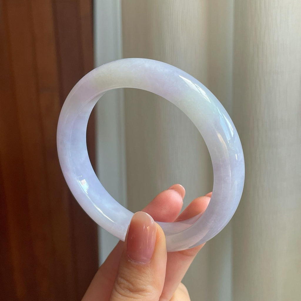 糯冰淡春底翡翠平安镯（57mm)（yc329482）