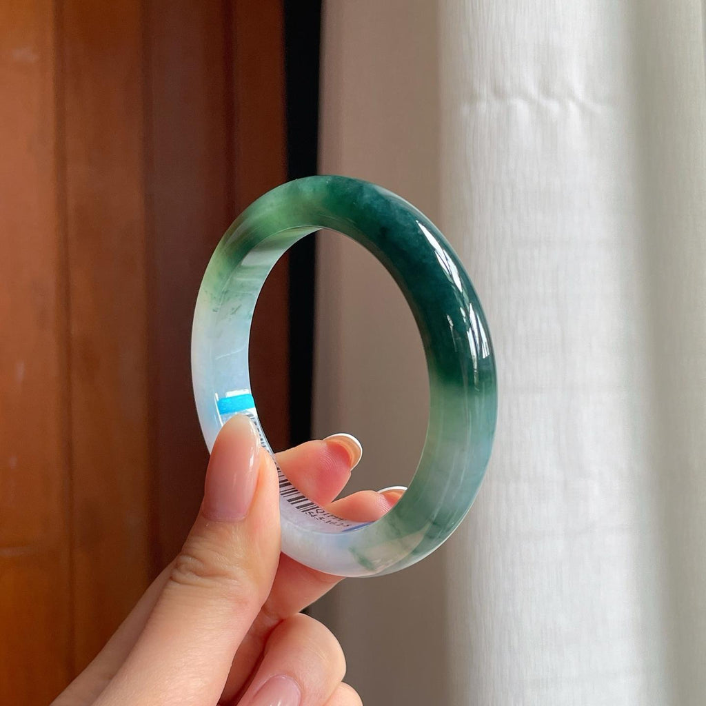 糯冰半山半水翡翠平安镯（54.2mm)（yc374242）