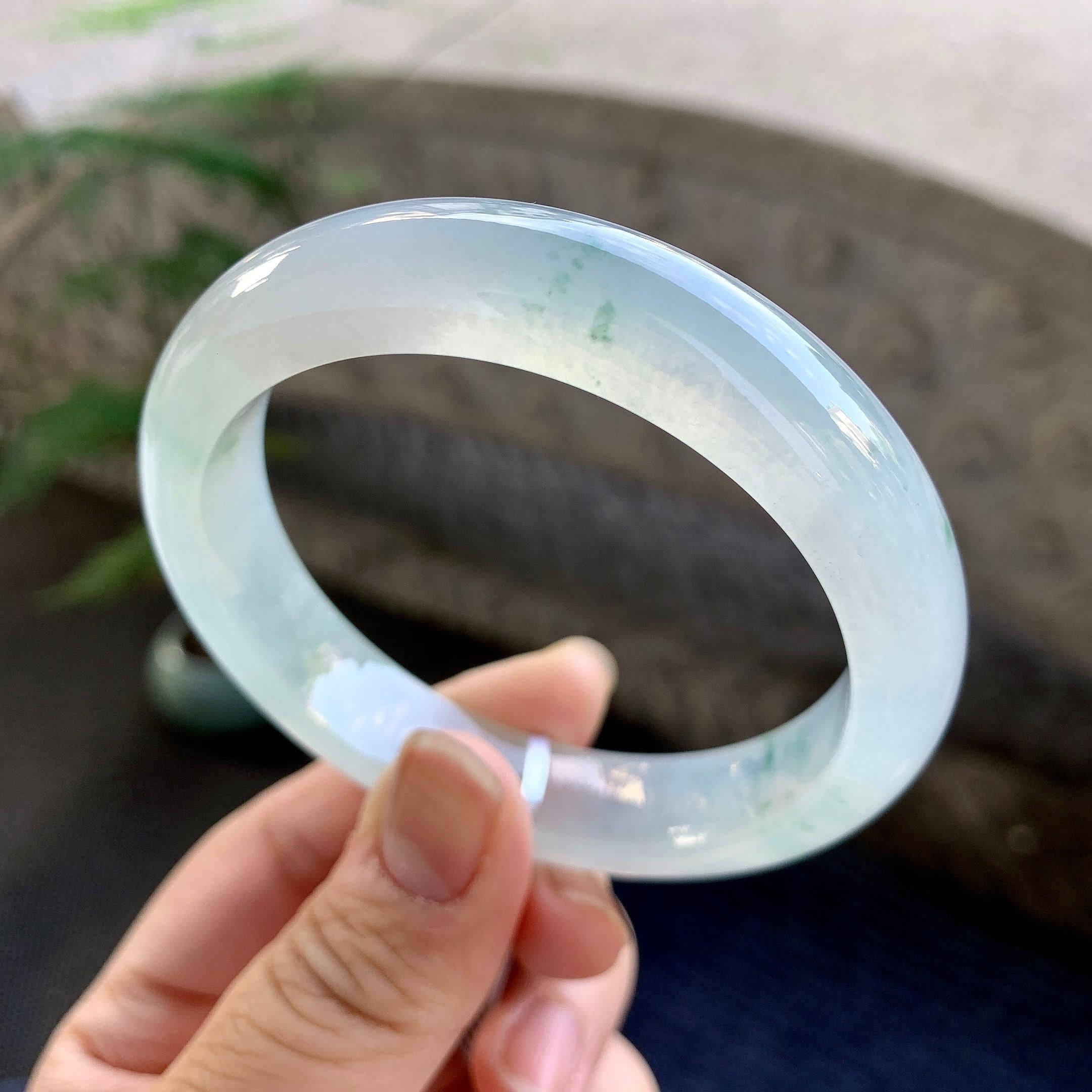 糯冰种飘花平安镯（57.2mm）（yc264530）