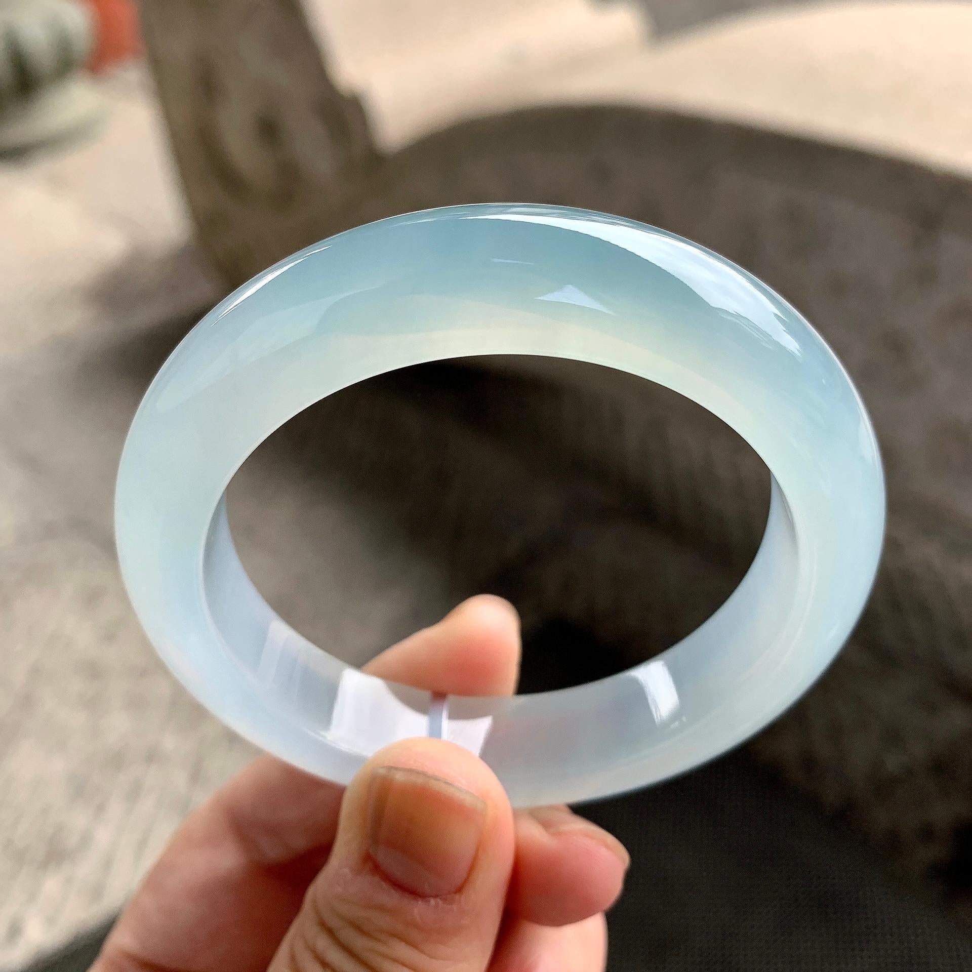 糯冰种淡晴底平安镯（54mm）（yc261147）