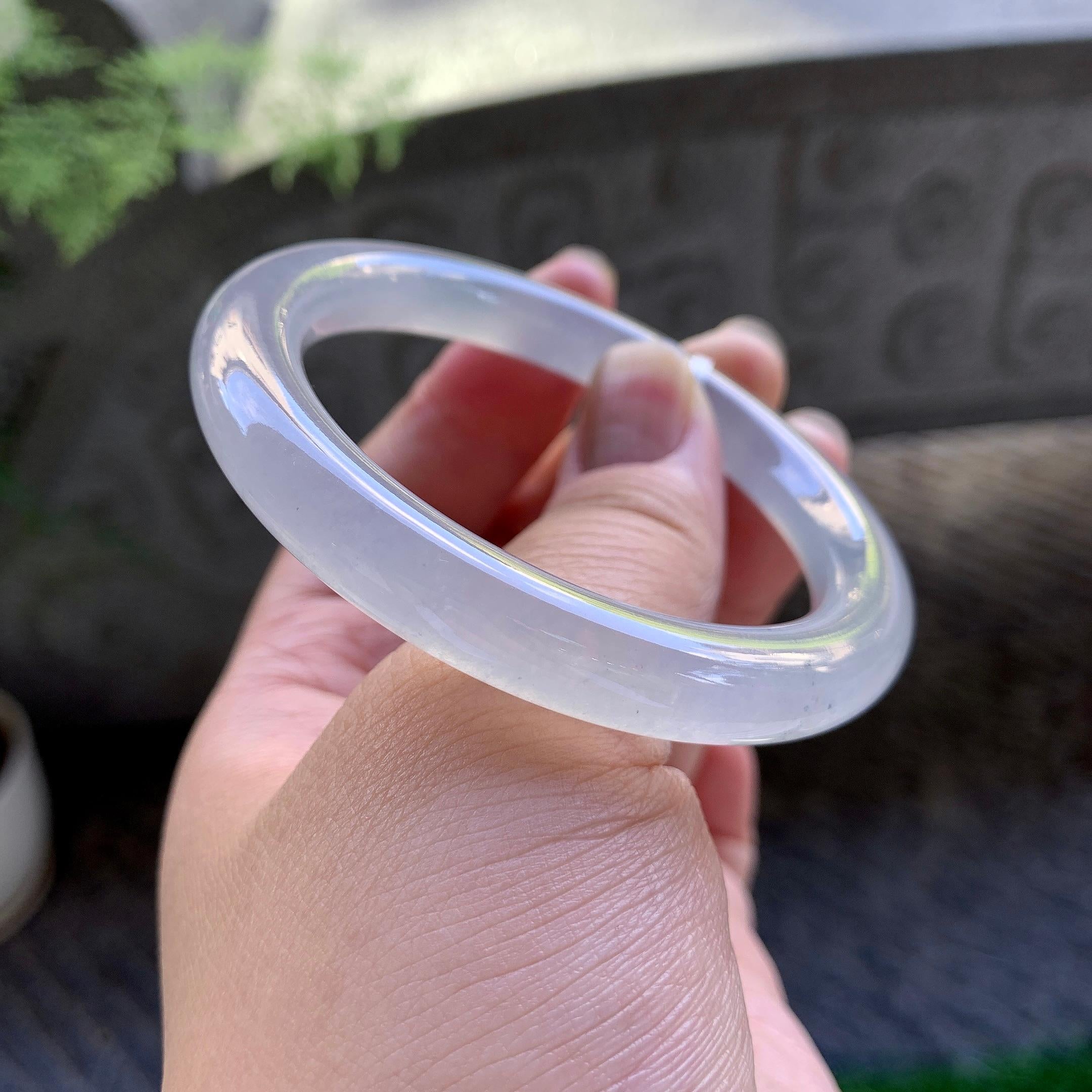 冰种无色圆条手镯（53.3mm）