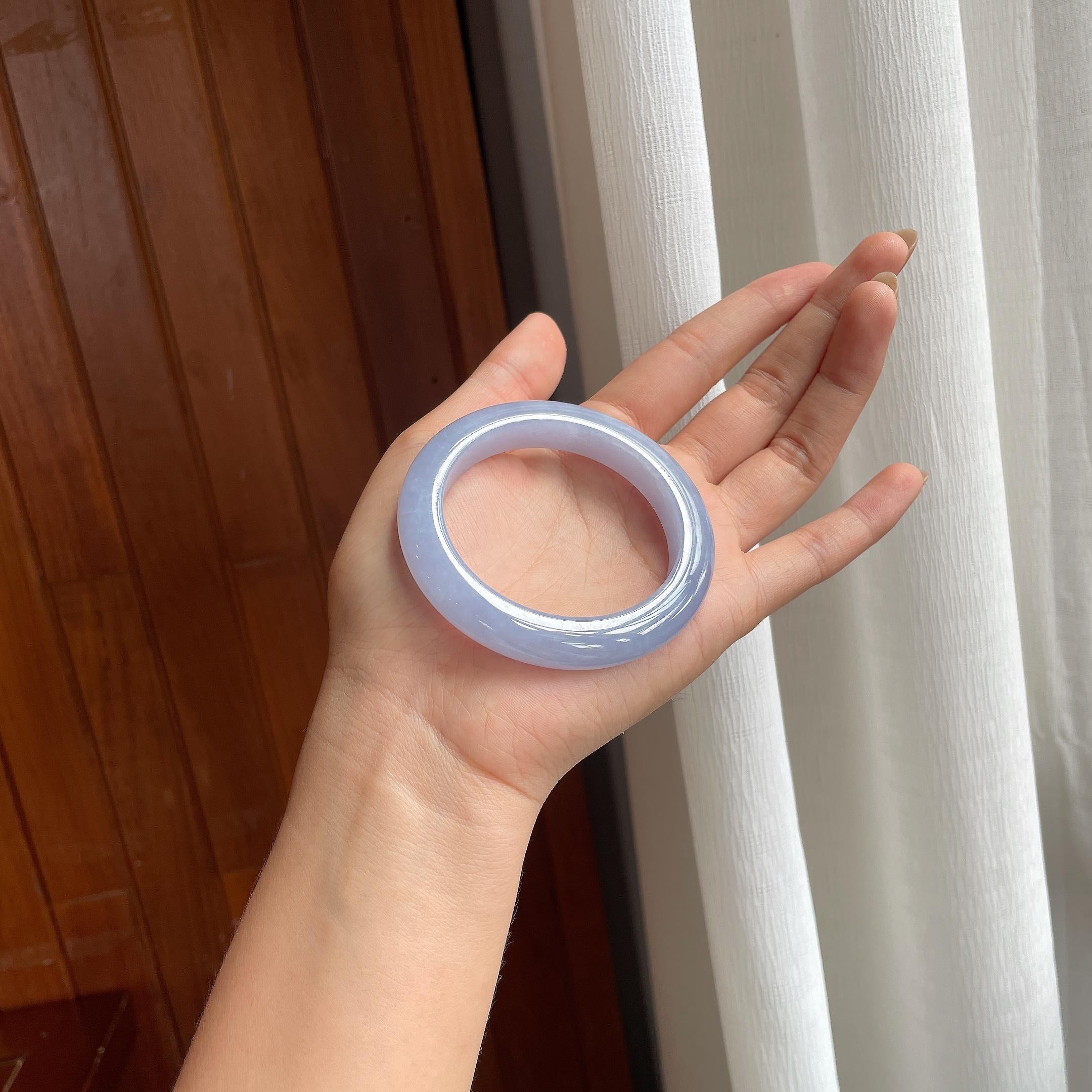 糯冰种紫罗兰翡翠平安镯(53mm)（yc414554）