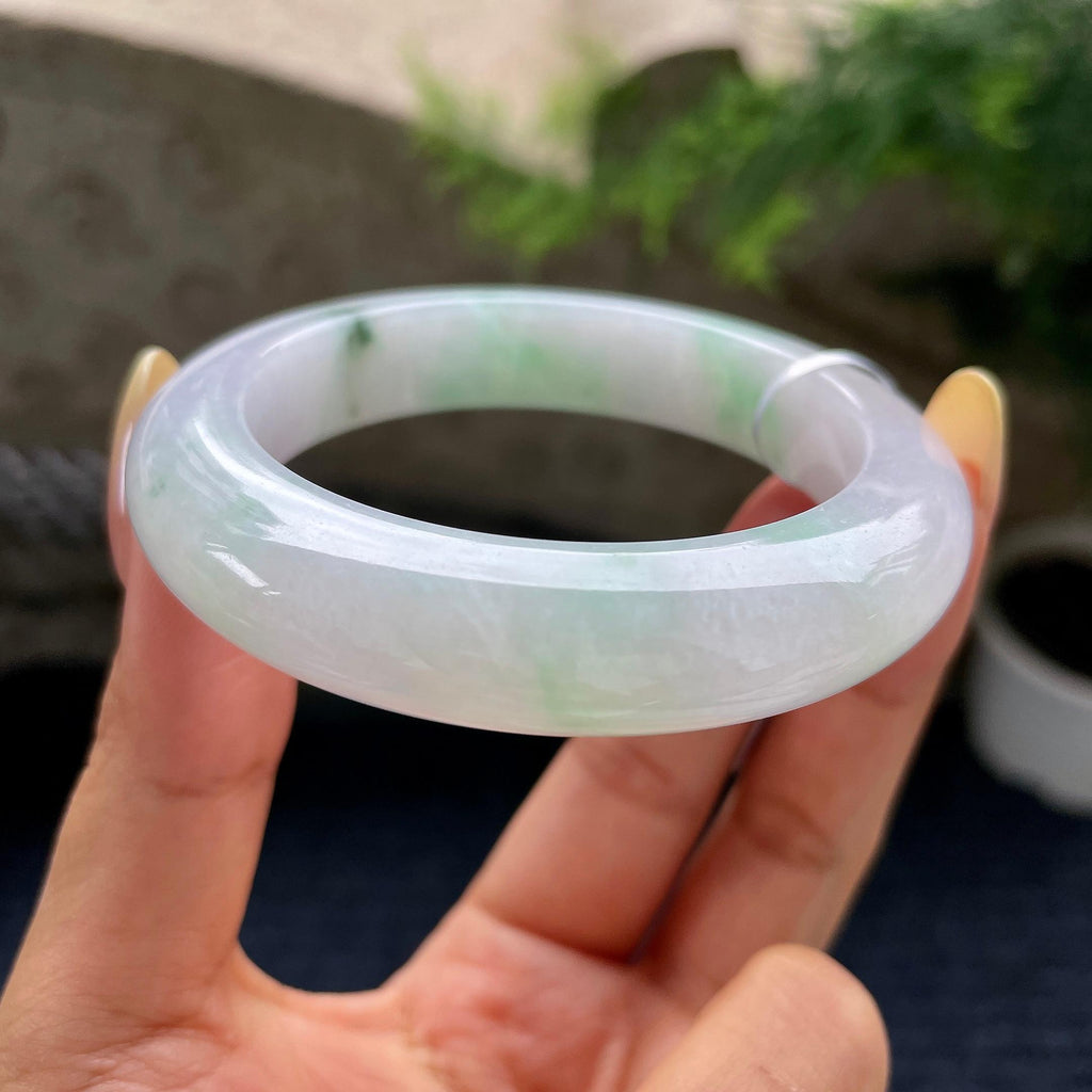 细糯种飘绿正圈平安镯54圈 天然缅甸A货翡翠（yc489144）