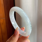 糯冰种飘花翡翠平安镯（56.2mm）（yc216826）
