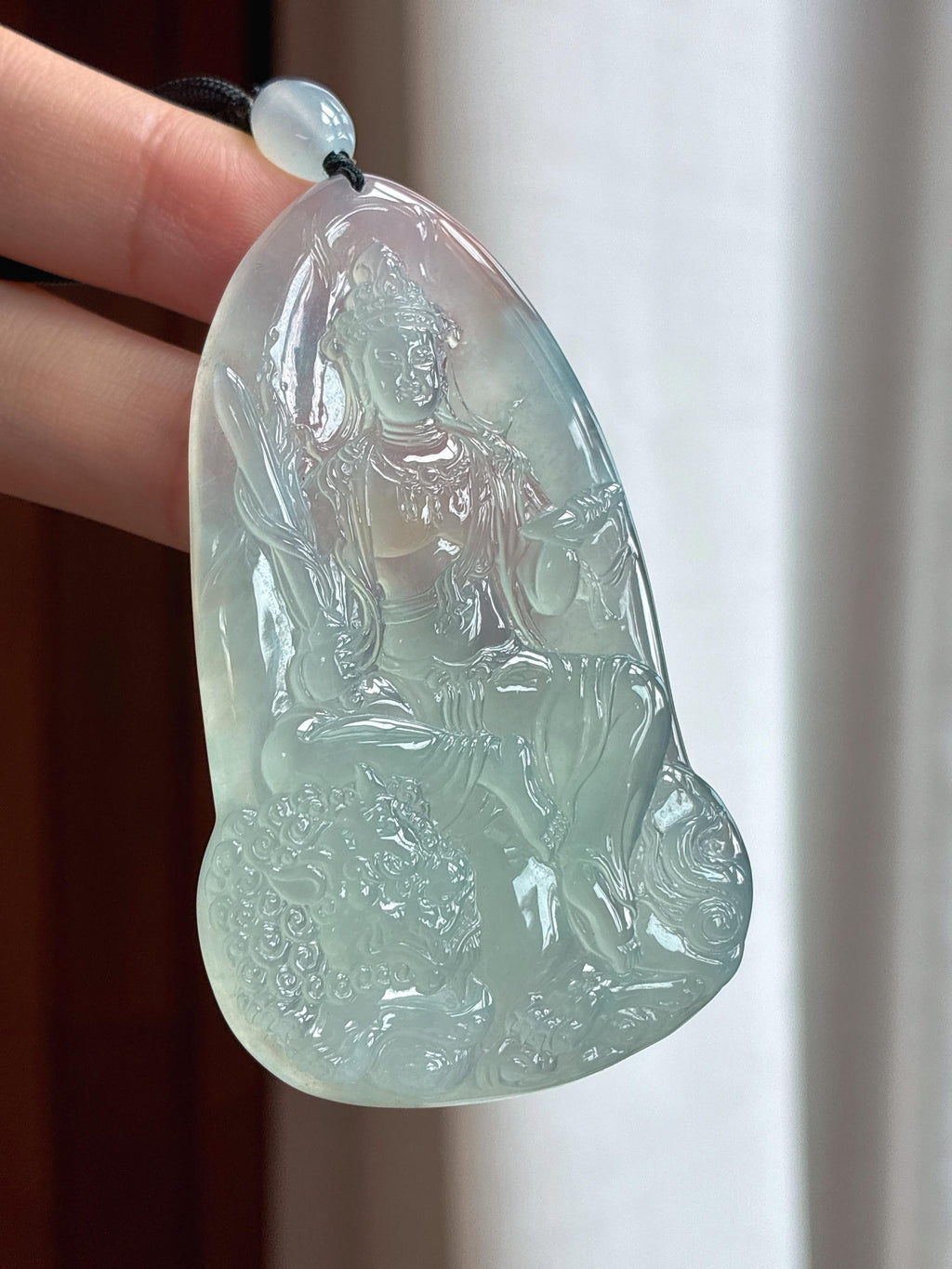 冰种晴底文殊菩萨 天然缅甸A货翡翠（yc453143）