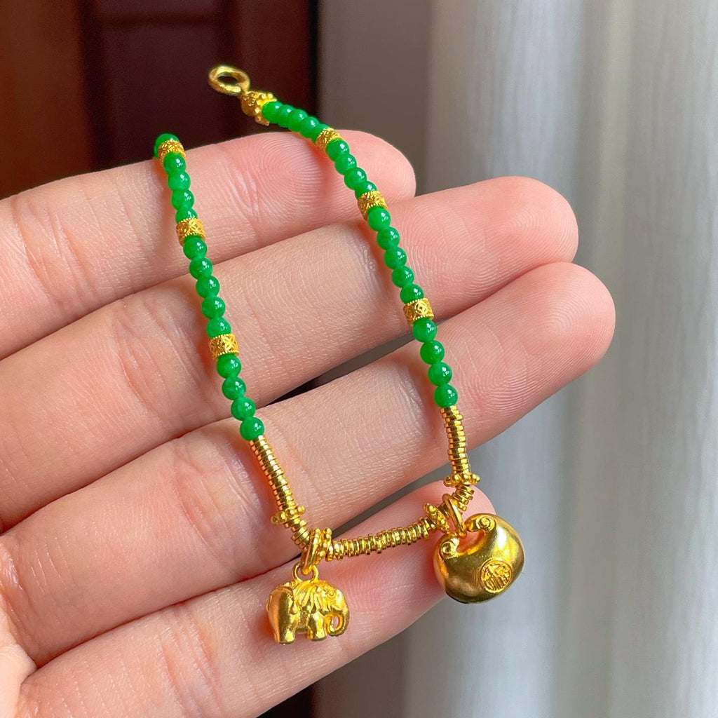 足金翡翠小米珠翡翠手链（yc248538）