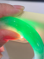 细糯种淡紫底飘阳绿宽版轮胎手镯（60.4mm）（yc254110）