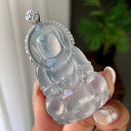 18k金钻镶冰种无色观音挂件（yc246703）