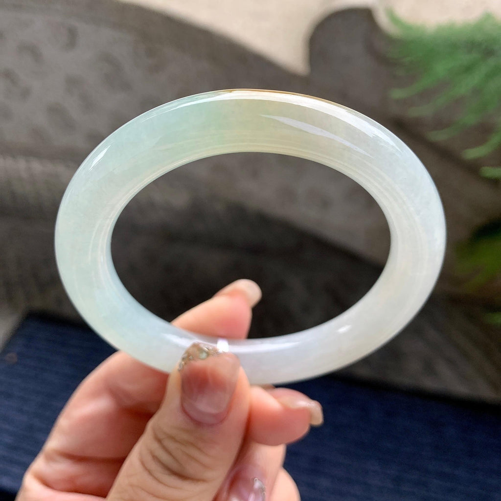 细糯种飘黄翡圆条手镯（53.7mm）（yc297182）