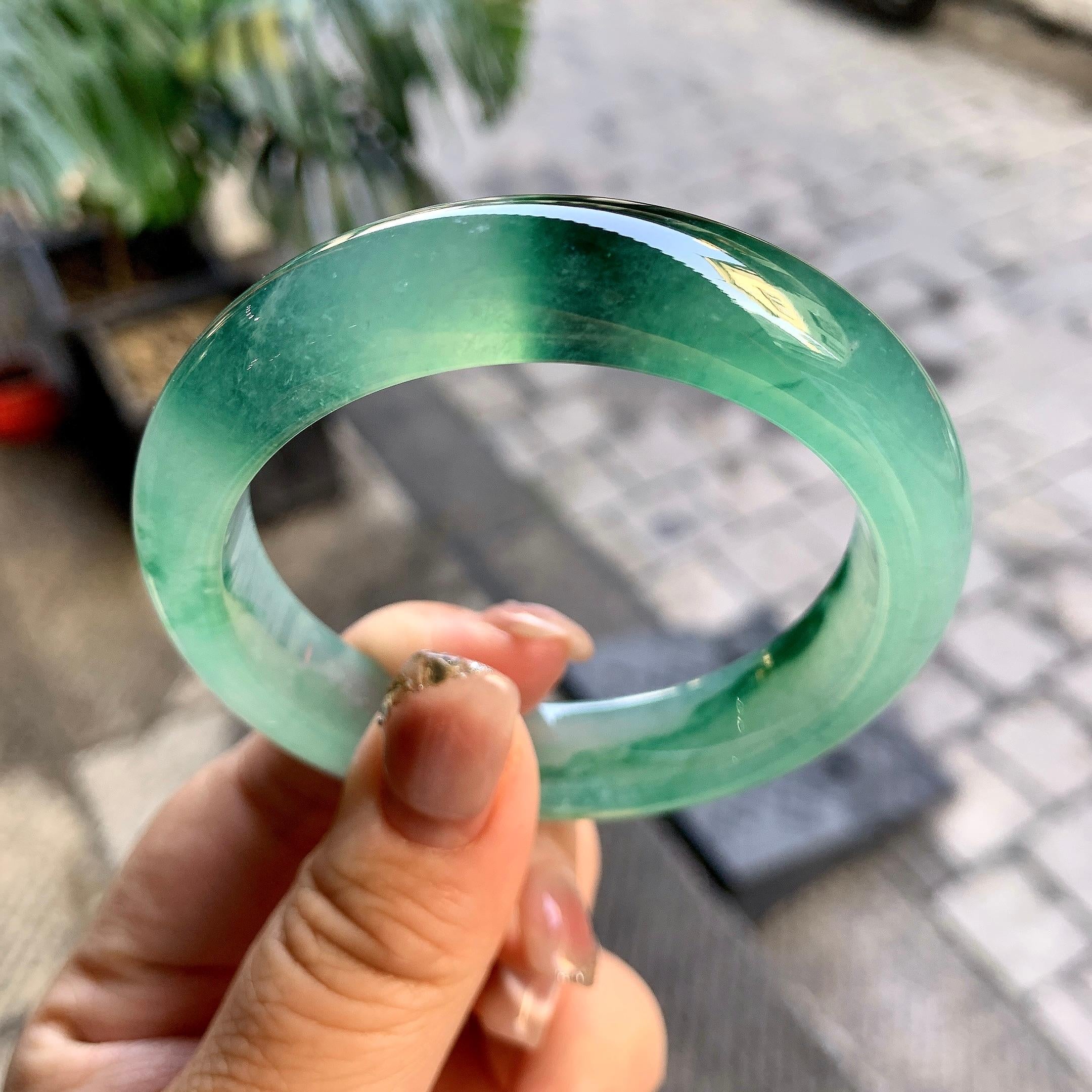 冰种飘花平安镯（54.8mm）（yc292671）