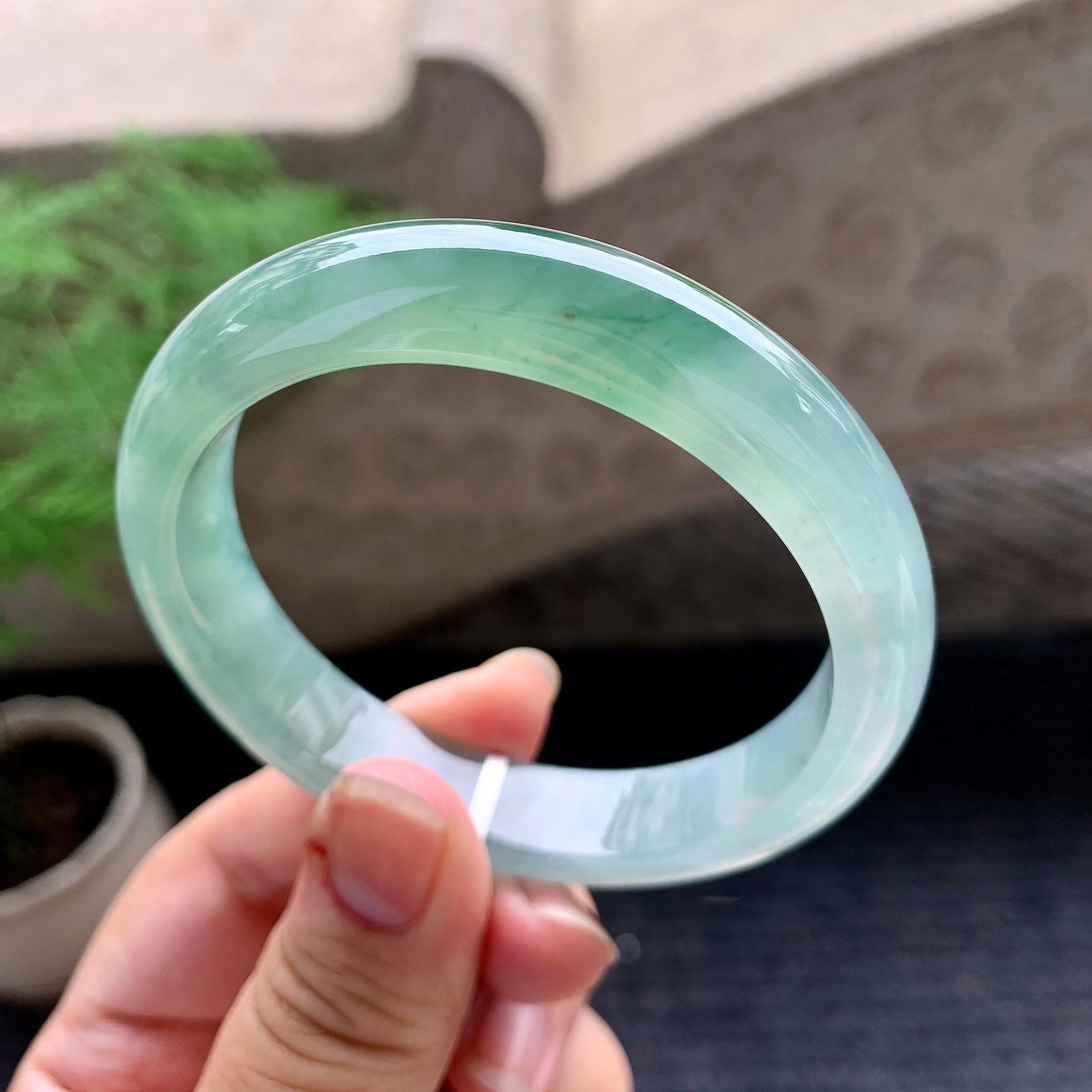 糯冰种飘花平安镯（57.2mm）（yc196519）