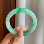 糯冰晴底飘花翡翠平安镯（55.8mm）（yc282511）