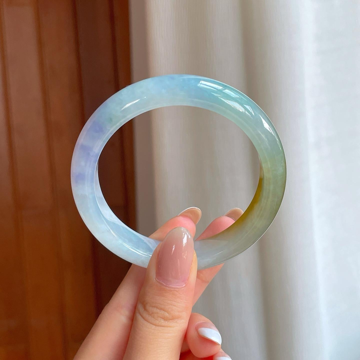 冰种特色翡翠平安镯（55mm)（yc380007）