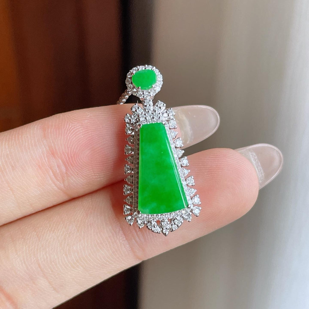 18k金镶糯冰翡翠无事牌（yc241870）