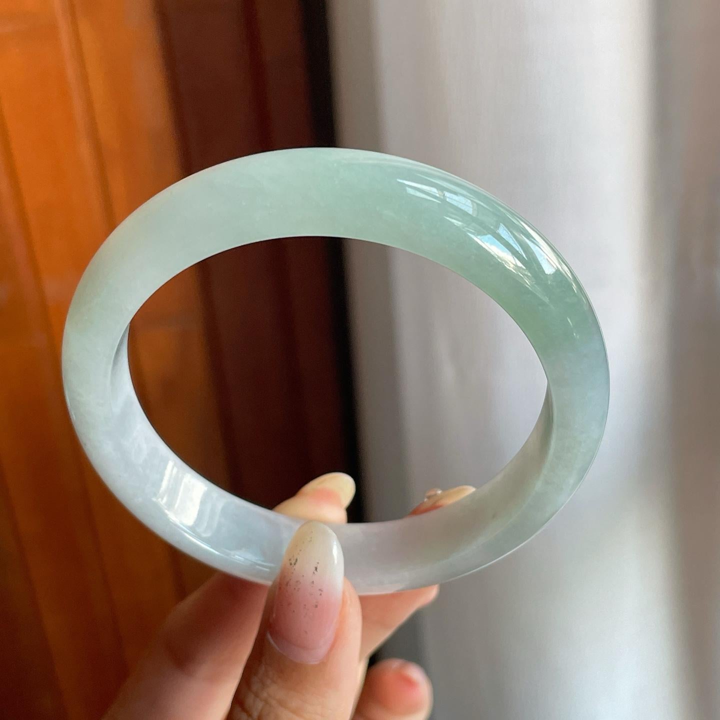 糯冰种带底色翡翠平安镯（58.8mm）（yc220803）