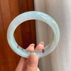 糯冰晴底飘黄翡翠平安镯（55.4mm)（yc373470）