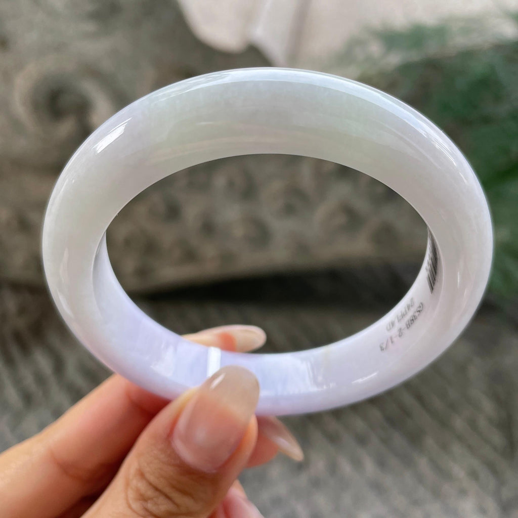 细糯种淡紫罗兰正圈平安镯57.2圈    天然缅甸A货翡翠（yc351375）