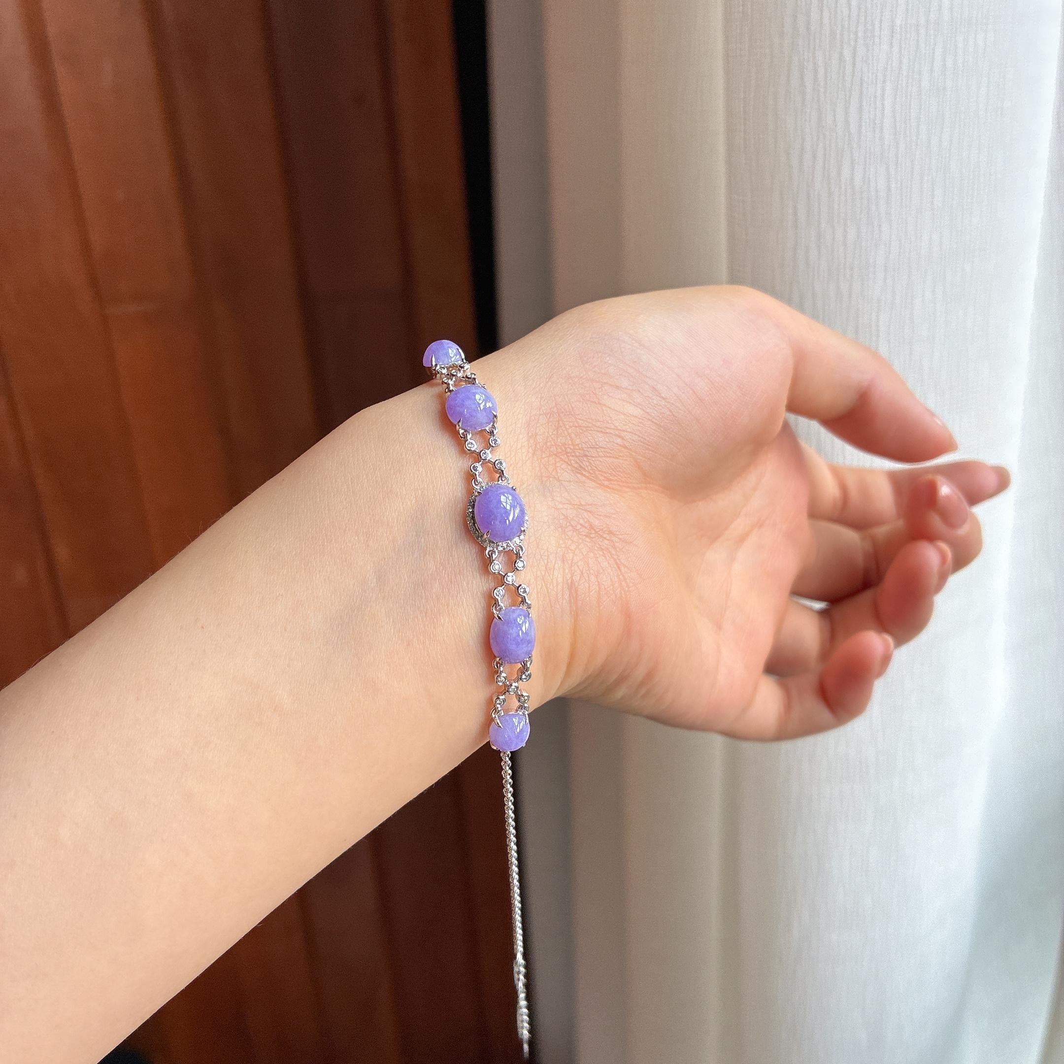18k金镶糯冰紫罗兰翡翠手链（yc423138）